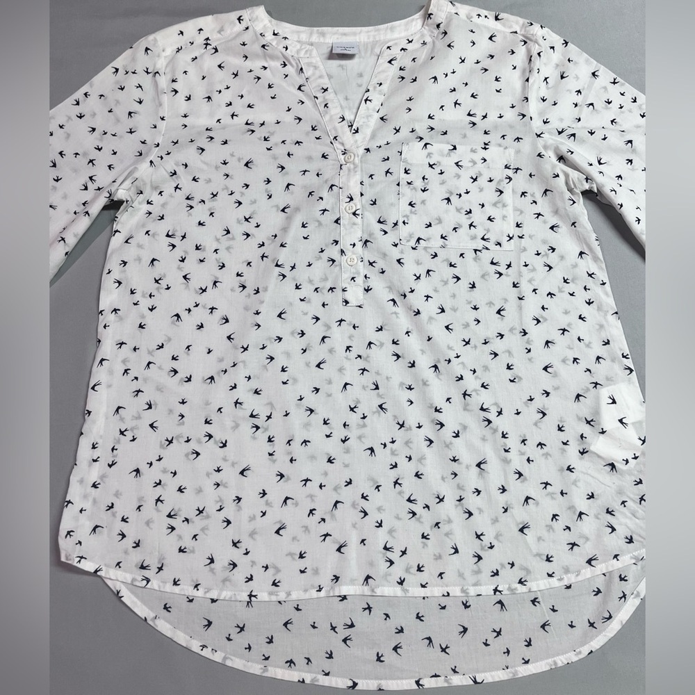 Bossini Women's Long Sleeve Blouse Bird Print Size Small - Picture 2 of 7